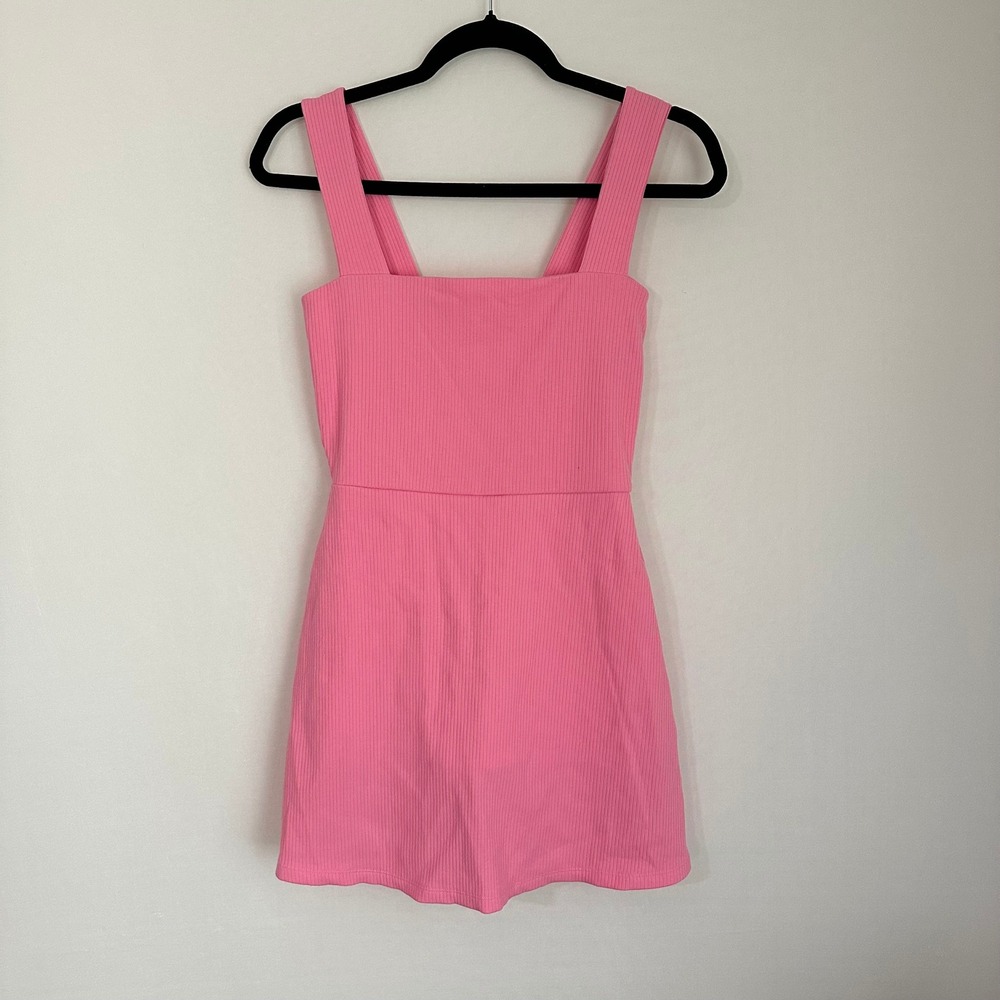 Pink Square-Neck Mini Dress